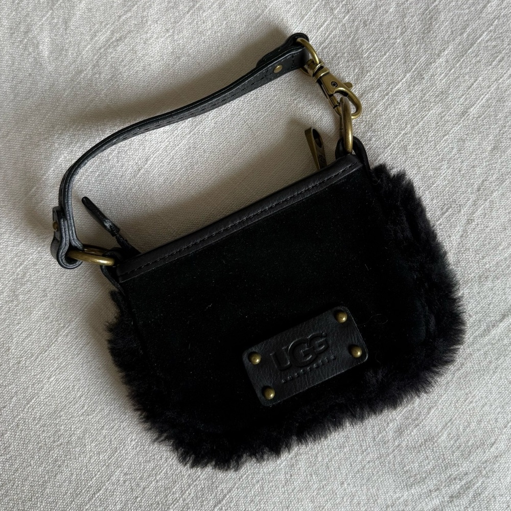 UGG Black Mini Bag with Fur Trim